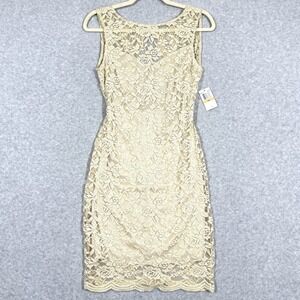 Vintage Y2K Lace Sheath Dress Women 7 8 Floral Lined Bodycon Coquette Dainty NWT